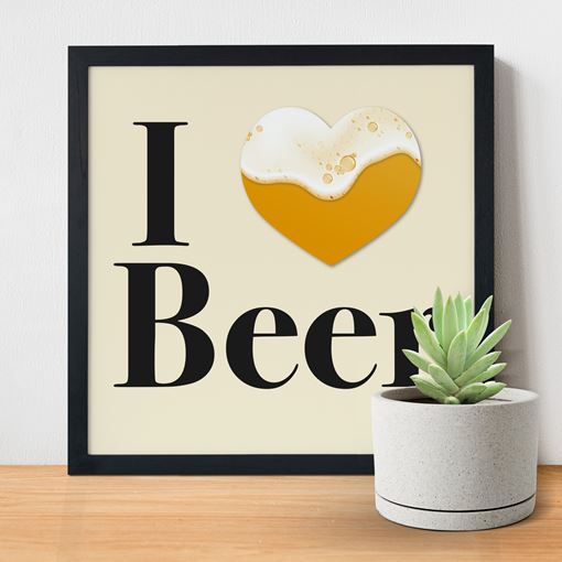 Quadro Decorativo com Moldura 24x24 - I Love Beer