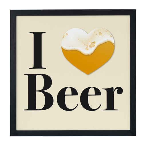 Quadro Decorativo com Moldura 24x24 - I Love Beer