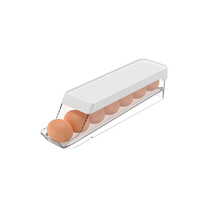 Porta Ovos Organizador Roll Branco Para 7 Unidades Clear Fresh