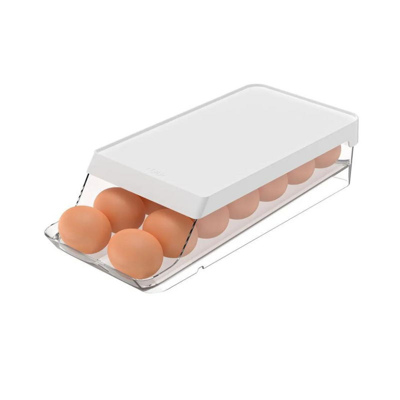 Porta Ovos Organizador Roll Branco Para 14 Unidades Clear Fresh