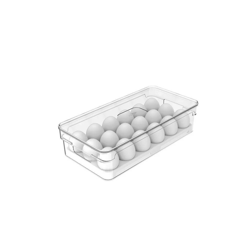 Porta Ovos Organizador com Tampa para 18 Unidades Clear Fresh